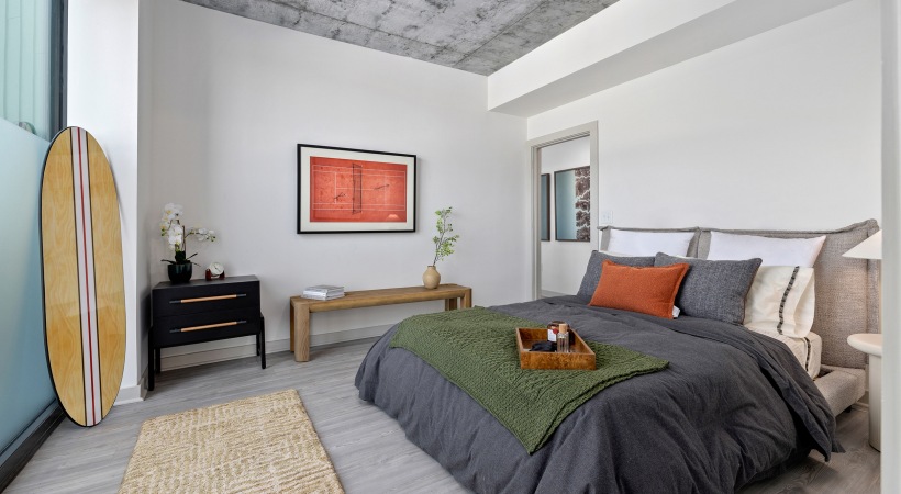 Spacious bedroom with ample natural light