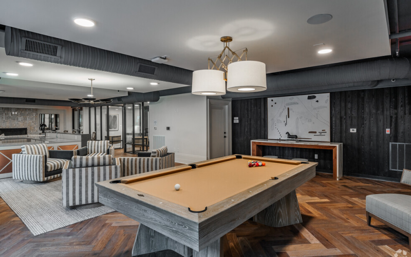 Large game room with billiards table 